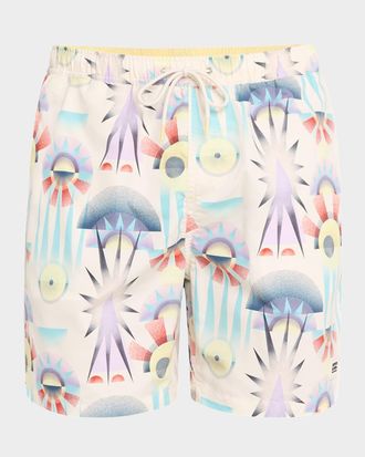 Scotch & Soda Mens Printed Mid-Length Swim Shorts