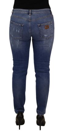 Dolce & Gabbana Womens Blue Washed Cotton Skinny Low Waist Denim Jeans Clothing