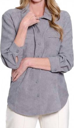 Multiples Cuffed Long Sleeve Classic Button Shirt In Granite