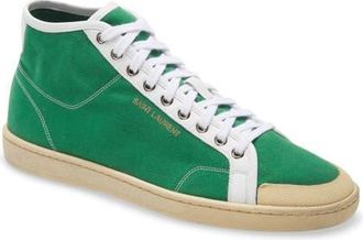 Saint Laurent Mid Top Sneaker in Verde Cup /Blanc Opti at Nordstrom, Size 8.5Us