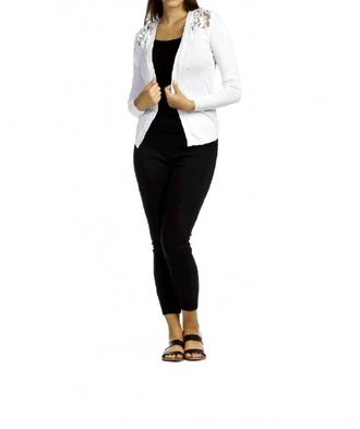 Papillon Skylar Sheer Floral Long Sleeve Cardigan In White