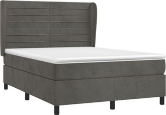 vidaXL Cama Box Spring Con Colch&oacute;n Terciopelo Gris Oscuro 140x190 Cm Vidaxl