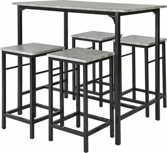 SoBuy OGT11-HG,Dining Set Bar Set-1 Bar Table and 4 Stools,Grey Top - Sobuy