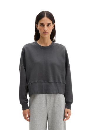 Marc O'Polo Sweatshirt MARC OPOLO, Damen, Gr. XL, stormy sky, Sweatware, Obermaterial: 100% Baumwolle, relaxed fit kurz, Rundhals, B&uuml;ndchen, Sweatshirts Sweatshir