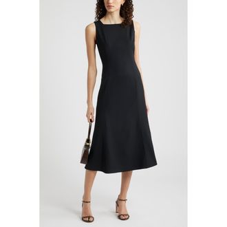 Nordstrom Square Neck Sleeveless Wool Blend Midi Dress in Black at Nordstrom, Size Xx-Small