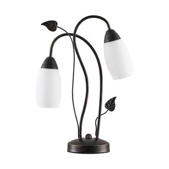 Lindby L&aacute;mpara de mesa de vidrio marr&oacute;n