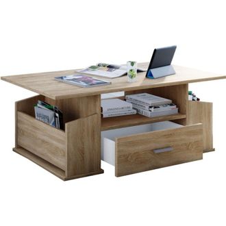 ebuy24 Tavolino in legno vcm con spazio di archiviazione sufficiente Dimensioni ca. a. 44 x l. 110 x t. 52 cm Tavolo soggiorno con cassetto - Junata (Sonoma