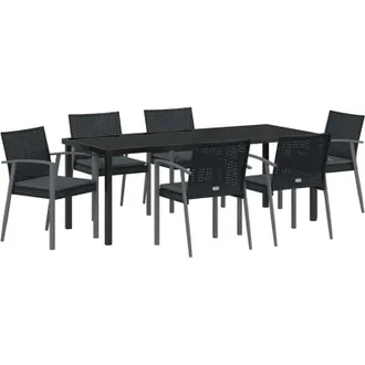 vidaXL Conjunto De Comedor De Jard&iacute;n 7 Pcs Negro Y Gris Vidaxl