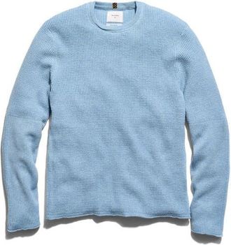 Billy Reid Martin Mini Waffle Crewneck Cotton & Cashmere Sweater in Chambray Blue Heather at Nordstrom, Size Xx-Large