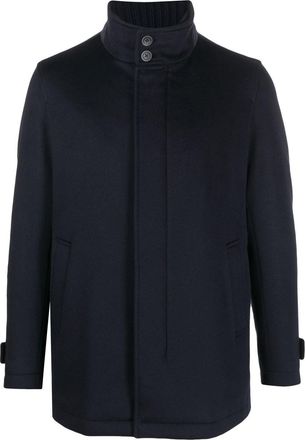 Herno quilted high-neck wool jacket - men - Polyamide/Wool/Polyester/Polyester/Cashmere - 56 - Blue