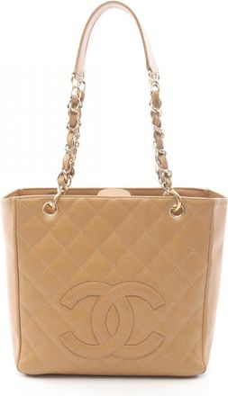 Chanel Beige Leather Handbag Tote Bag (Pre-Owned)