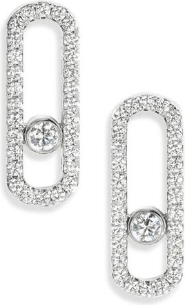 Messika Move Uno Diamond Pav&eacute; Stud Earrings in White Gold at Nordstrom