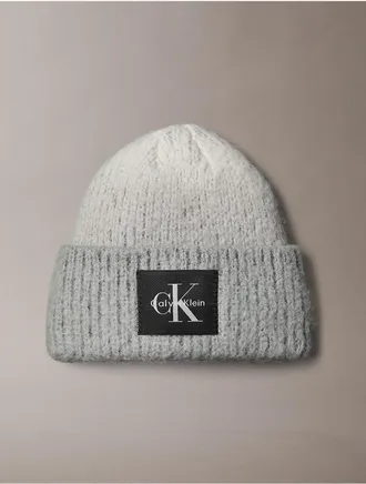 Calvin Klein Womens Monologo Ombre Rib Beanie - Grey - OS