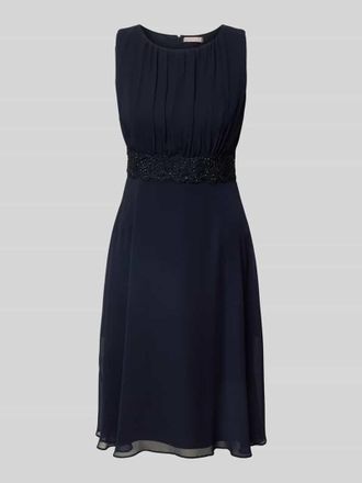 Christian Berg Cocktail Knielanges Cocktailkleid mit Taillenband in Marine Melange, Gr&ouml;&szlig;e 50