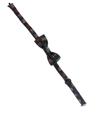 Dolce & Gabbana Silk Geometric Flag Bow Tie - Navy