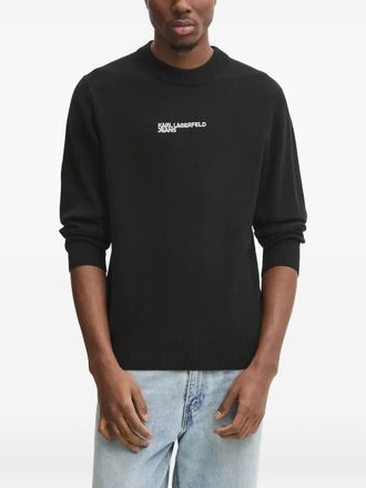 Karl Lagerfeld logo-embroidered crew-neck sweater - men - Recycled Polyester - S - Black