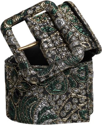 Dolce & Gabbana Multicolor Floral Jacquard Lurex Wide Waist Buckle Womens Belt (Pre-Owned)