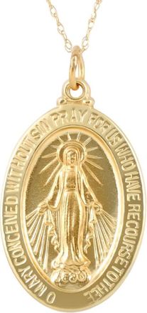 Pompeii3 14k Yellow Gold St. Mary Medal Pendant 1 Tall 2.5 Grams