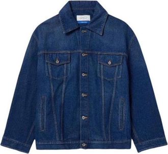 Off-white Oversize Logo-Appliqued Denim Jacket OMYE090C99DEN0024400