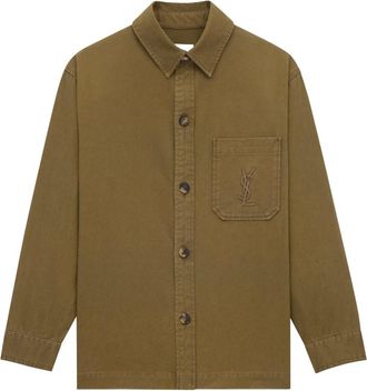 Saint Laurent Khaki Logo Shirt