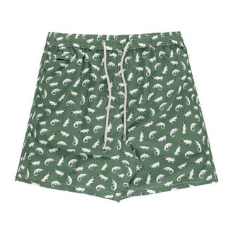 Saint Barth Green Alligator Print Swim Trunks - male - Saint Barth - Beachwear - Green - XL - Swimwear
