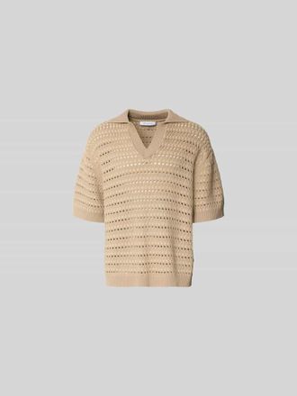 Maison Kitsun&eacute; Relaxed Fit Poloshirt mit Viskose-Anteil in Beige, Gr&ouml;&szlig;e L