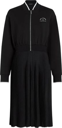 Karl Lagerfeld Jurk met gecombineerde textuur en plooien - Dames - Casual kleedjes - Zwart - L - Kleedjes