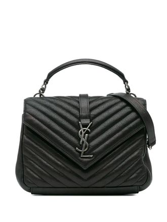 Saint Laurent 2017 medium College Bag tas met monogram chevron streep - Zwart