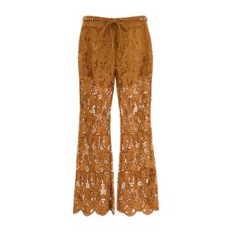 Zimmermann Wide Trousers, female, Orange, Size: S Coco Lace Flare Pant