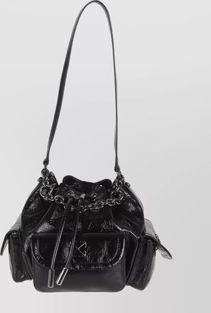 Off-white chain strap bucket bag pockets