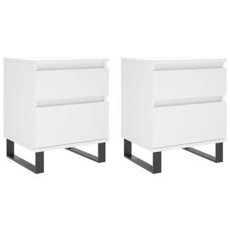 Berkfield Home Bedside Cabinets 2 pcs White 40x35x50 cm Engineered Wood | Size: 40 x 35 x 50 cm