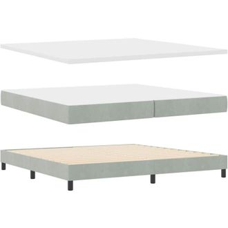 vidaXL Box Spring Bed with Mattress Black 100x200 cm Velvet Light grey Vidaxl