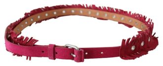 Ermanno Scervino Womens Leather Fringe Belt Burgundy