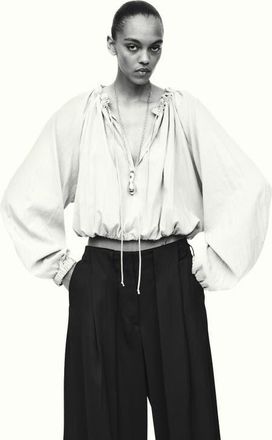 H&M Bubble-hem blouse in Beige at Nordstrom, Size X-Small