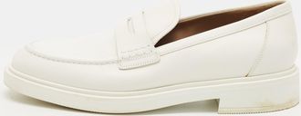 Gianvito Rossi White Leather Slip On Loafers