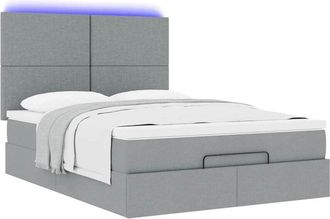 vidaXL Vidaxl - Estructura Cama Otomana Con Colch&oacute;n Tela Gris Claro 140x190 Cm