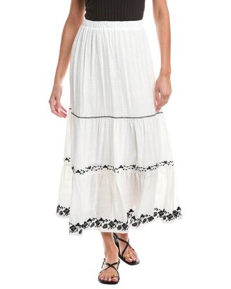 Max Studio Embroidered Tiered Maxi Skirt