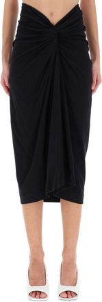 Dries Van Noten Herchive Draped Twisted Knot Cotton Midi Skirt