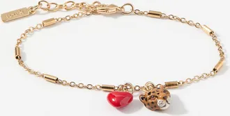 Nach Bijoux Womens Leopard and heart chain bracelet