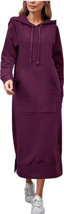 Generic Winter Dresses for Women UK Plus Size Hooded Sweatshirt Dress Ladies Pullover Jumper Long Sleeve Midi Maxi Hoodie Dress with Pocket