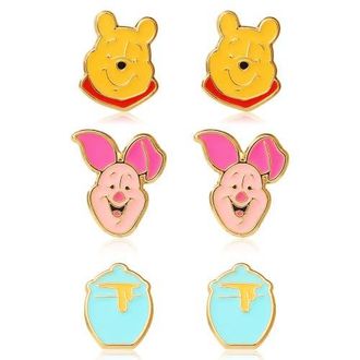 Disney Winnie the Pooh Stud Earring Set, Flash Plated, 3 Pairs in Multi at Nordstrom