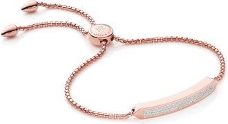 Monica Vinader Rose Gold Baja Skinny Bracelet Diamond