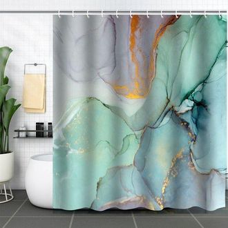 No Brand Cortina De Ducha, Cortina De Ducha Antimoho, Cortina De Ducha Con Estampado De M&aacute;rmol De Colores, Poli&eacute;ster Lavable, Impermeable, Para Ba&ntilde;o Y Ba&ntilde;era, 