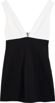 Alice & Olivia Mandy Plunge V-neck Crepe Mini Dress - Black And White - 12 (UK16 / XL)