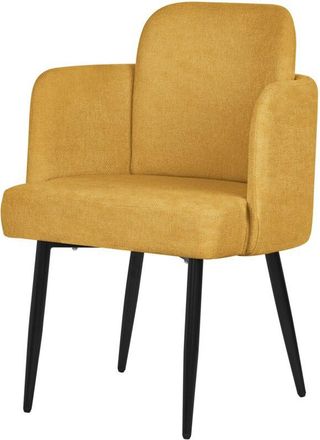 ML Design Ml-design Silla De Comedor Con Funda De Tela Mostaza, Asiento Sof&aacute; De Sal&oacute;n Con Respaldo Y Reposabrazos De Rat&aacute;n Mueble Tapizado Con Patas De Metal, S