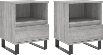 vidaXL Vidaxl - Bedside Cabinets 2 pcs Grey Sonoma 40x35x50 cm Engineered Wood