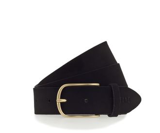 Mustang Lederg&uuml;rtel MUSTANG, Damen, Gr. 100, schwarz, Rindsleder, G&uuml;rtel Lederg&uuml;rtel, angerautes Leder, dezente Logopr&auml;gung, 3,5 cm breit