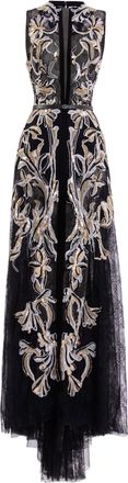 Saiid Kobeisy Jet-Black Lace Dress with Intricate Floral Embroidery