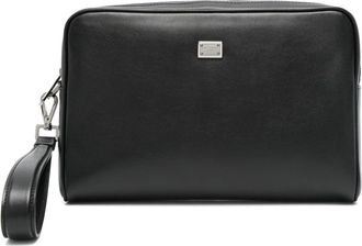 Dolce & Gabbana logo-plaque clutch bag - unisex - Calf Leather - One Size - Black