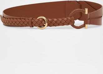 Ferragamo Gancini Fixed Braided Leather Belt